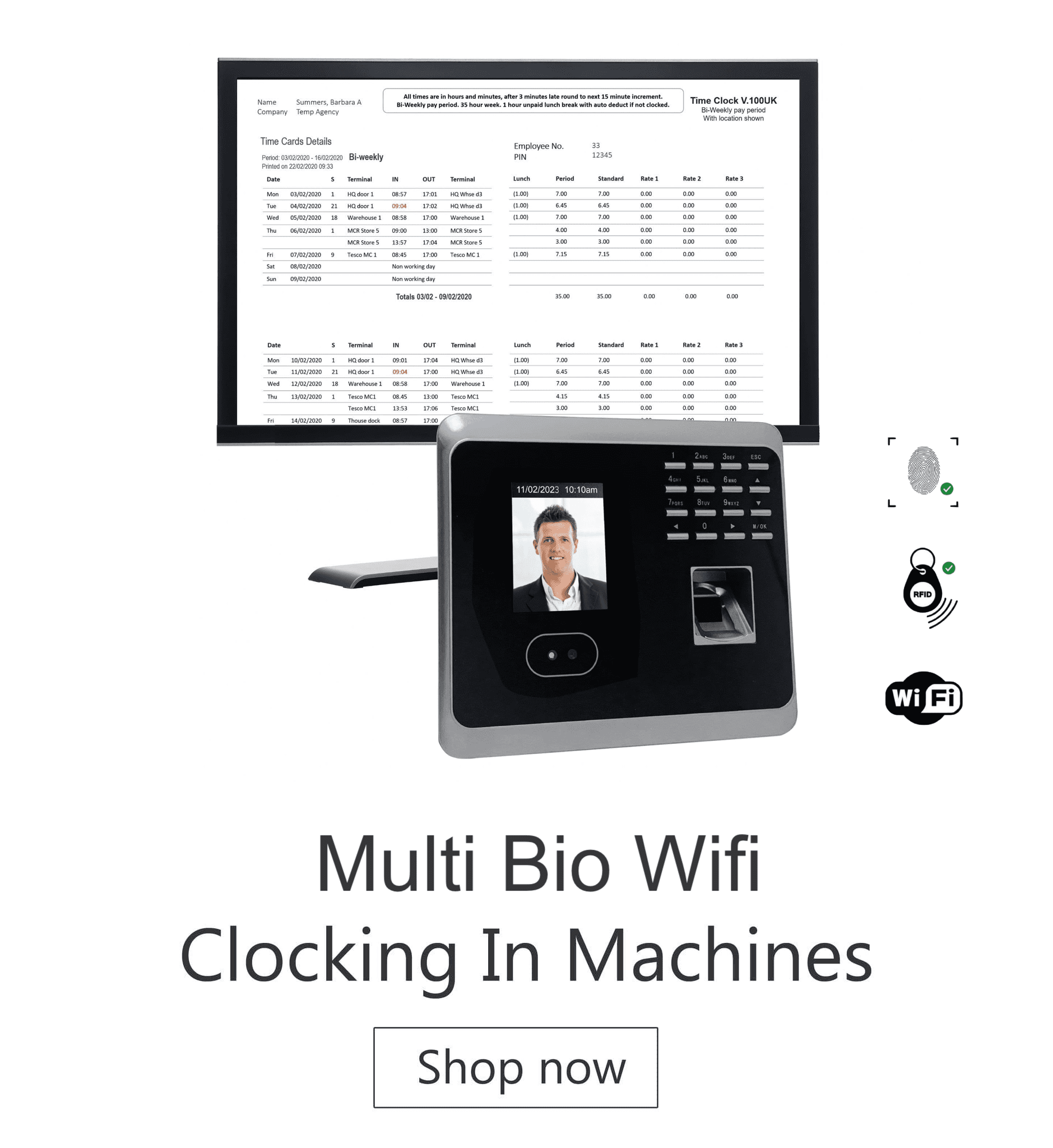 clocking in machines Biometric, clocking in machine hand reader, Clocking Systems, clocking in machines