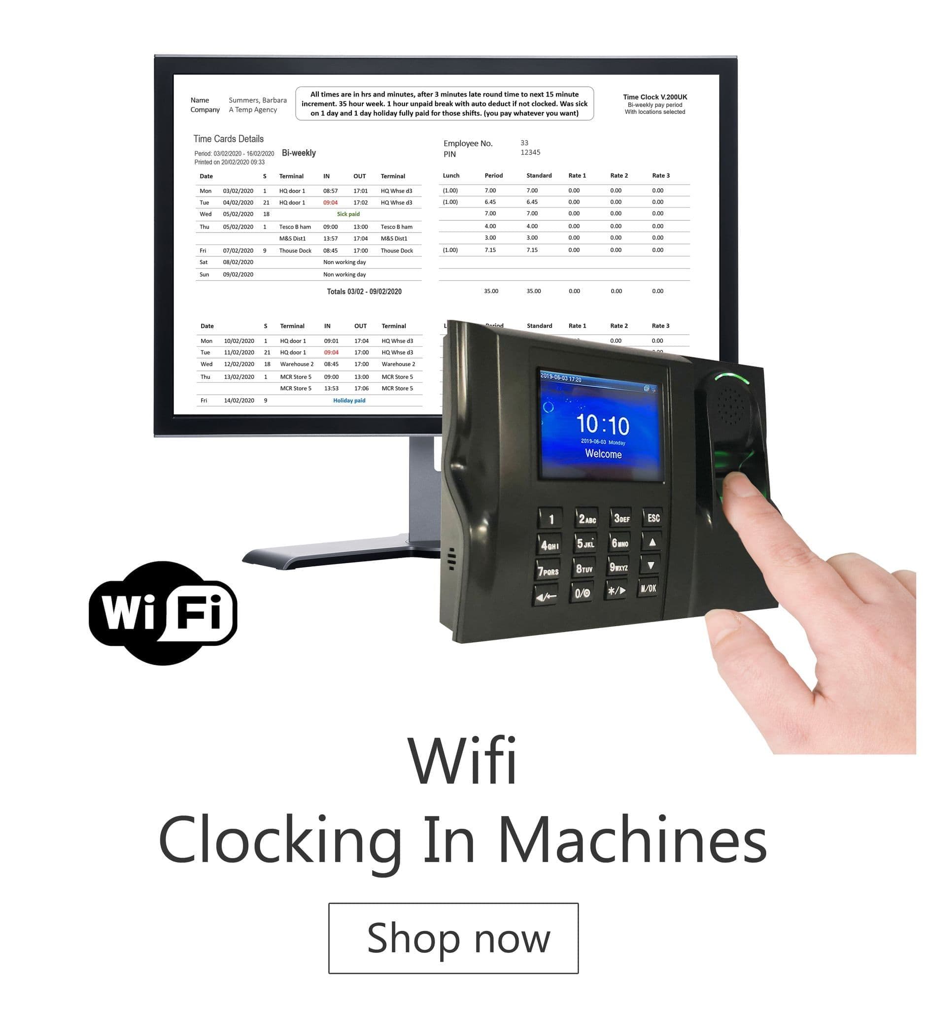 clocking in machines Biometric, clocking in machine Wifi, Clocking Systems, clocking in machine
