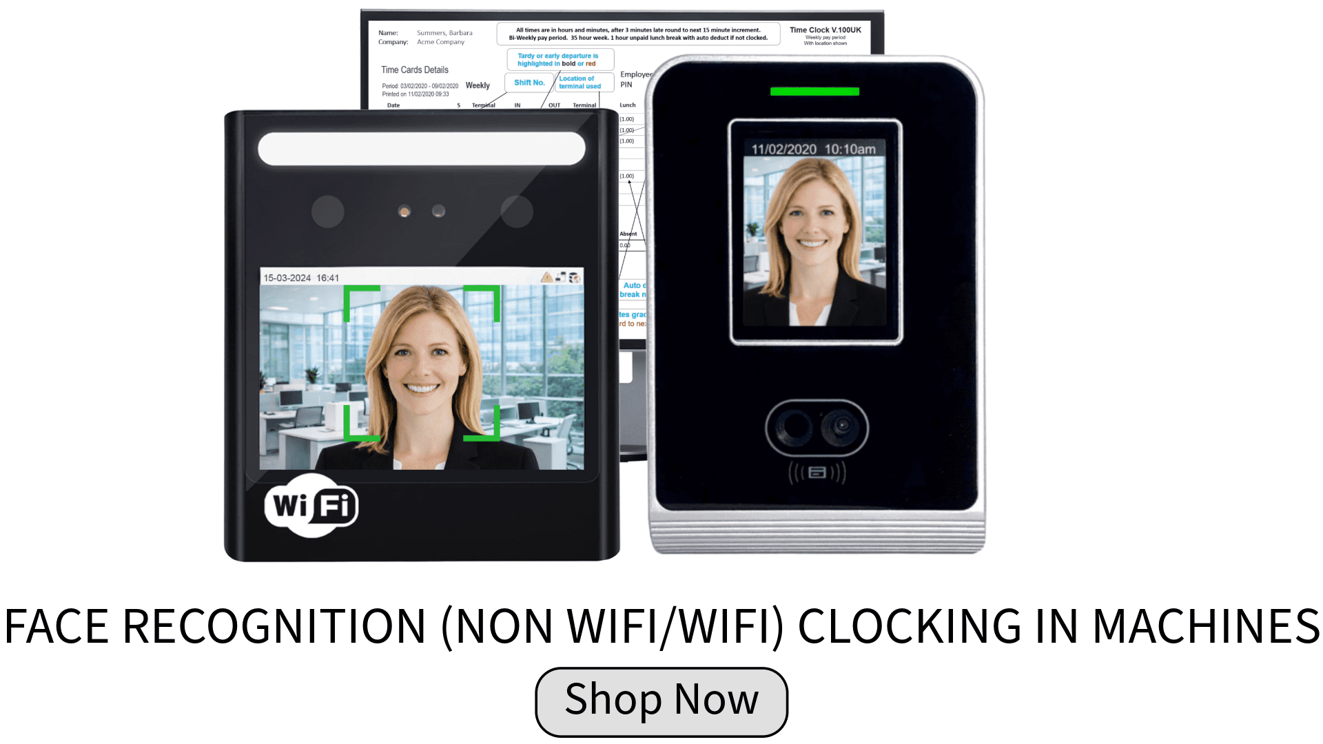 Clocking in Machines Biometric Face Recognition - Clocking Systems - Clocking in Machine