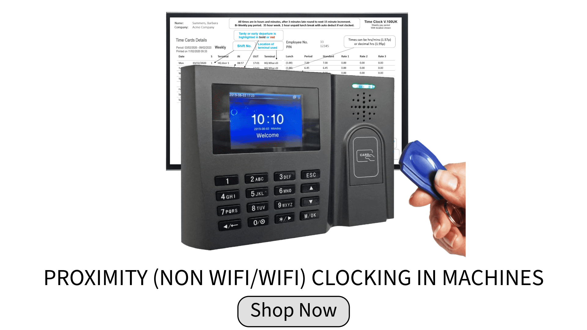Clocking In Machines Biometric RFID proximity - Clocking Systems