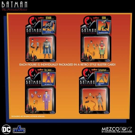 Mezco 5 Points Batman: The Animated Series Action Figure Set Batman, Robin, Joker, Catwoman. INSTOCK