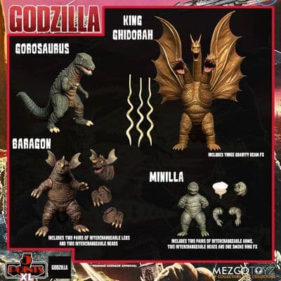 Mezco 5 Points XL Godzilla Destroy All Monsters 1968 Round 2 Figure Set - INSTOCK