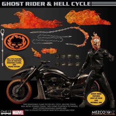 Mezco One:12 Collective Marvel Comics Ghost Rider and Hell Cycle Deluxe Figure Set - INSTOCK