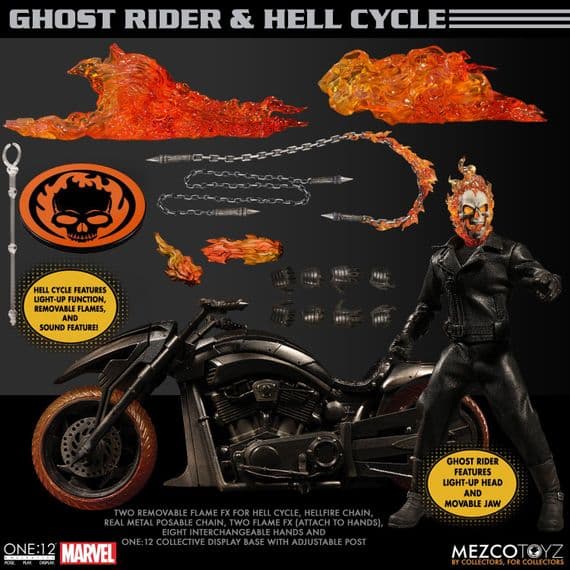 Mezco One:12 Collective Marvel Comics Ghost Rider and Hell Cycle Deluxe Figure Set - SPECIAL OFFER