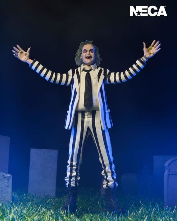 NECA Beetlejuice 1988 Black and White Striped Suit Beetlejuice Action Figure - INSTOCK