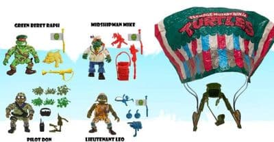 Playmates Teenage Mutant Ninja Turtles X GI Joe Sewer Heroes 4 Pack with Parachute Set - Pre-Order