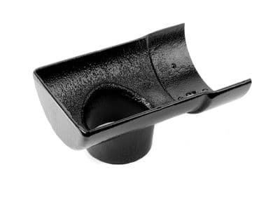 100mm Half Round Cast Iron Drop End Outlet External 63mm Painted