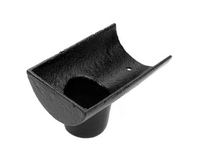 100mm Half Round Cast Iron Drop End Outlet Internal 63mm Painted