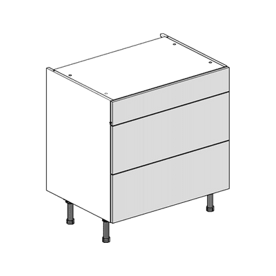 J-Pull Matt Cashmere 800 3 Drawer Base Cabinet Rigid