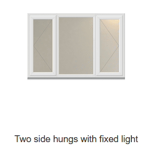 PVC-U casement window - 2 side hung with 1 fixed light