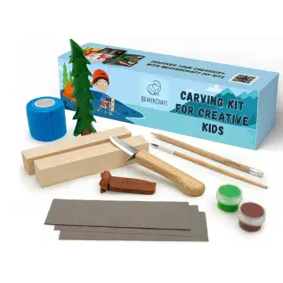 BeaverCraft DIY08 Spruce Treek Wood Carving Kit for Creative Kids