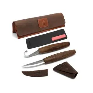 BeaverCraft S01XBLACK - Deluxe 4 Piece Right Handed Spoon Wood Carving Tool Set