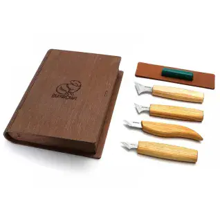 BeaverCraft S05 Gift Set - 6 Piece Geometric Wood Carving Set in a Book Case