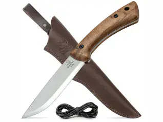 BSH1 Dune – Carbon Steel Bushcraft Knife Walnut Handle with Leather Sheath