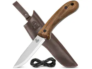 BSH2 Glacier – Carbon Steel Bushcraft Knife Walnut Handle with Leather Sheath