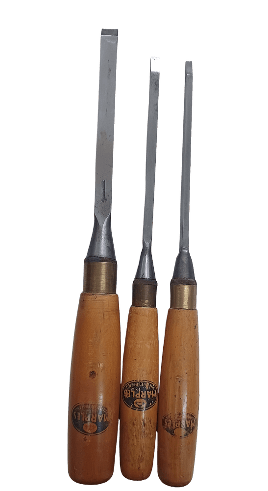 Set of 3 Registered Mortise Chisels by Marples