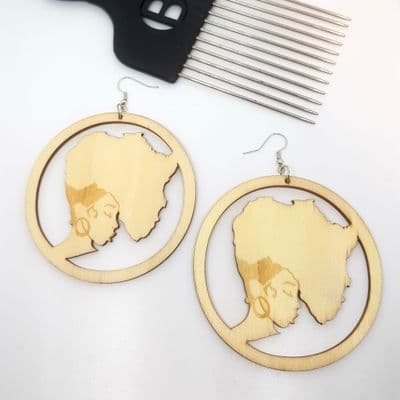 Africa Afro Wooden Earrings