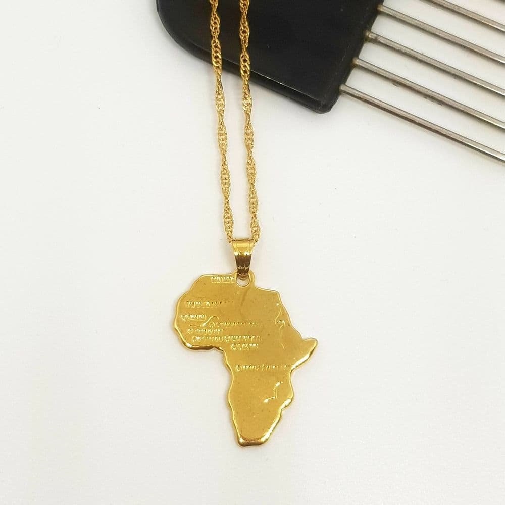 Africa Chain and Pendant With Embossed Detail-Gold