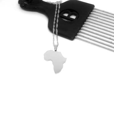 Africa Shape Chain & Pendant Silver