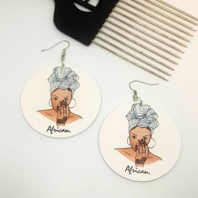 African Henna Tattoo Wooden Earrings