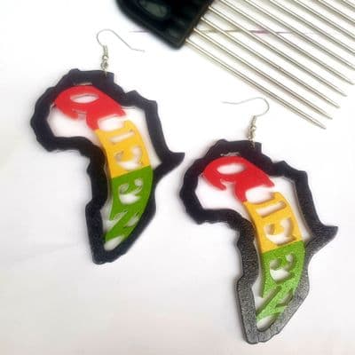 African Queen Wooden Earrings