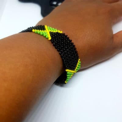 Beaded Jamaica Flag Unisex Bracelet
