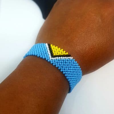Beaded St Lucia Flag Unisex Bracelet
