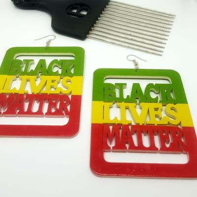 Black Lives Matter Red, Gold & Green Earrings