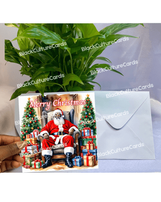 Black Santa Christmas Card