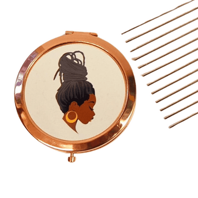Black Woman Locs Compact Mirror