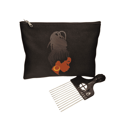 Black Woman Locs Makeup Purse