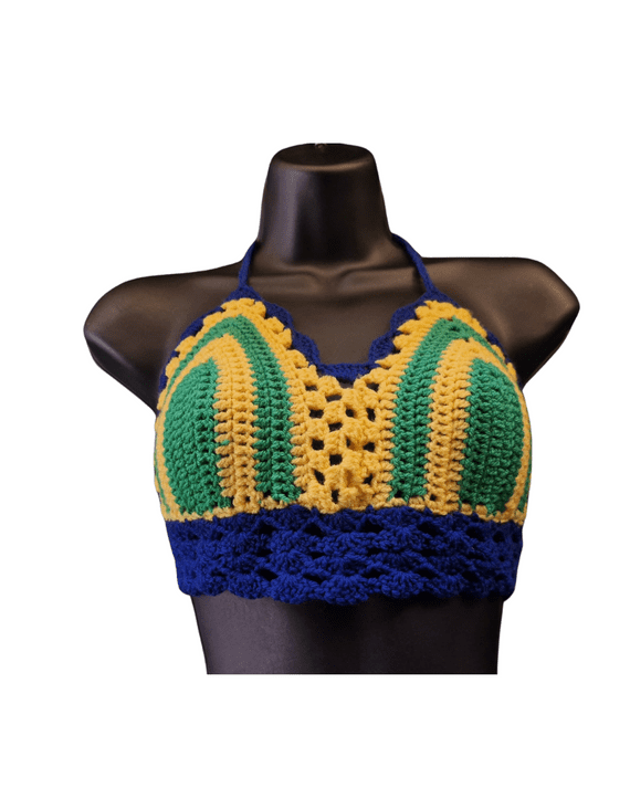 Blue, Green & Yellow Crochet Top