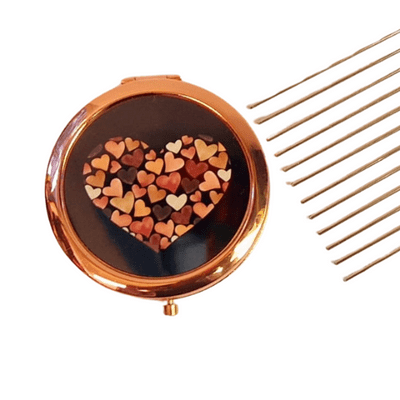 Brown Hearts Compact Mirror