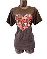 Brown Hearts T-Shirt- Black