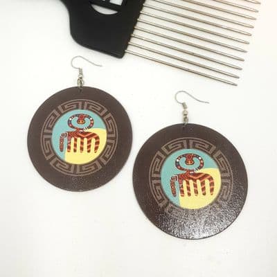 Duafe  ('Wooden Comb') Wooden Earrings