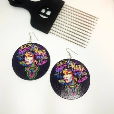 Empowerment Afro Wooden Earrings