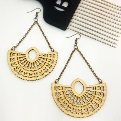 Fan Wooden Earrings