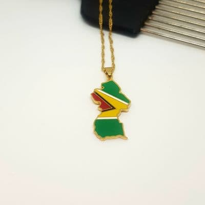 Guyana Flag Colour Pendent & Chain