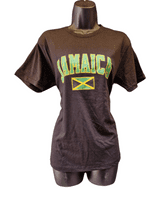 Jamaica Writing & Flag T-Shirt- Black