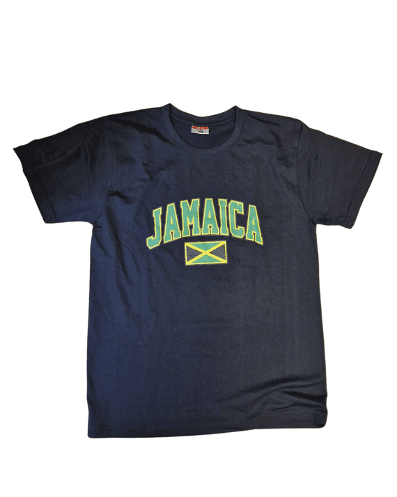 Jamaica Writing & Flag T-Shirt- Black