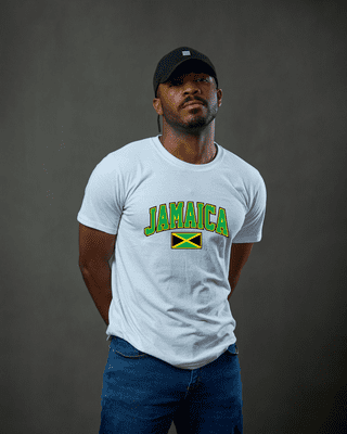 Jamaica Writing & Flag T-Shirt-White