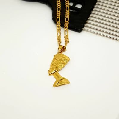 Large Queen Nefertiti (Beauty & Feminine Power) Chain & Pendant- Gold