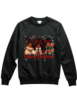 Merry Christmas Three Girls Jumper (Black)