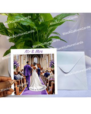 Mr and Mrs Purple Wedding Card