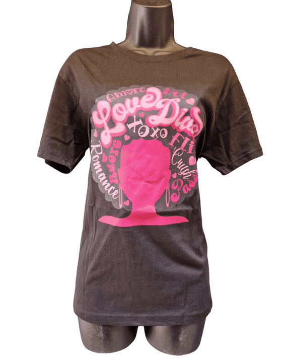 Pink Afro T-Shirt- Black
