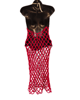 Red, Black & White Crochet Dress