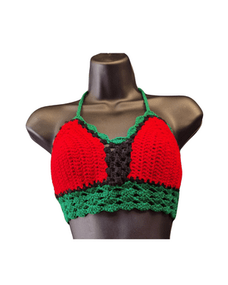 Red, Green & Black Crochet Top 2