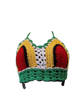 Red, Green, White, Yellow & Black Crochet Top