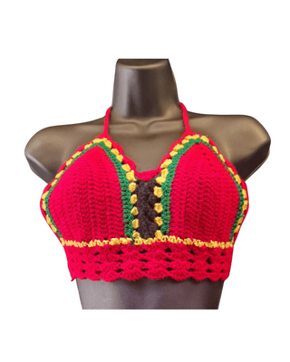 Red, Green, Yellow & Black Crochet Top