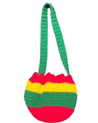 Red, Green & Yellow Circular Crochet Purse